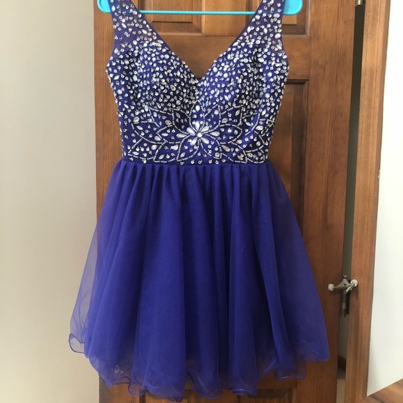 Homecoming / Prom Dress Beaded Dark Purple Silver - Picture 2 of 8